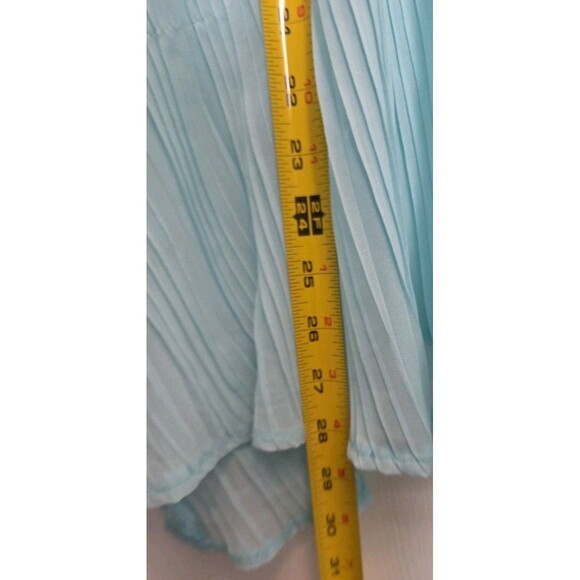 Boohoo Dress Sz 6 Pastel Blue Cinched Waist Puffy Sleeves Lined Polyester NWT - Picture 12 of 13